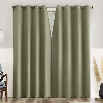 No 918 Brandon Magnetic Closure Grommet Top Light-Filtering Set of 2 Curtain Panel