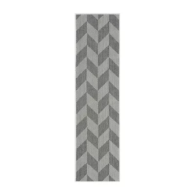 Nicole Miller Country Calla Herringbone Washable 1'9" X 7'2" Outdoor Rectangular Runner