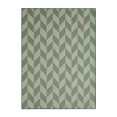 Nicole Miller Country Calla Herringbone Washable Outdoor Rectangular Area Rug