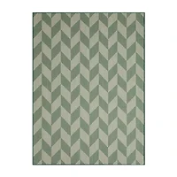 Nicole Miller Country Calla Herringbone Washable Outdoor Rectangular Area Rug