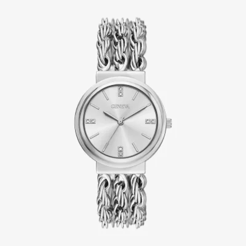 Geneva Womens Silver Tone Bracelet Watch Fmdjm313