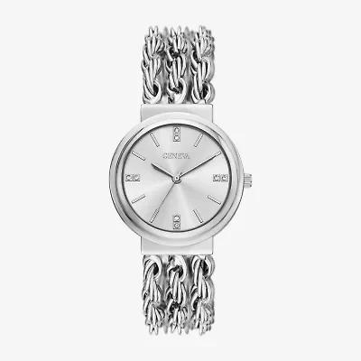 Geneva Womens Silver Tone Bracelet Watch Fmdjm313