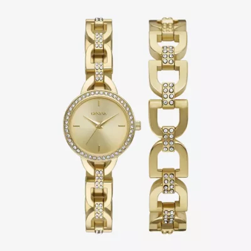 Geneva Womens Crystal Accent Gold Tone Bracelet Watch Fmdjm314