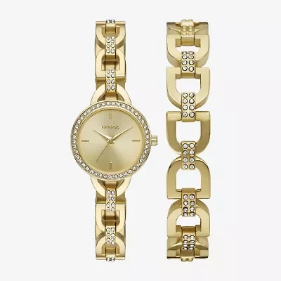 Geneva Womens Crystal Accent Gold Tone Bracelet Watch Fmdjm314