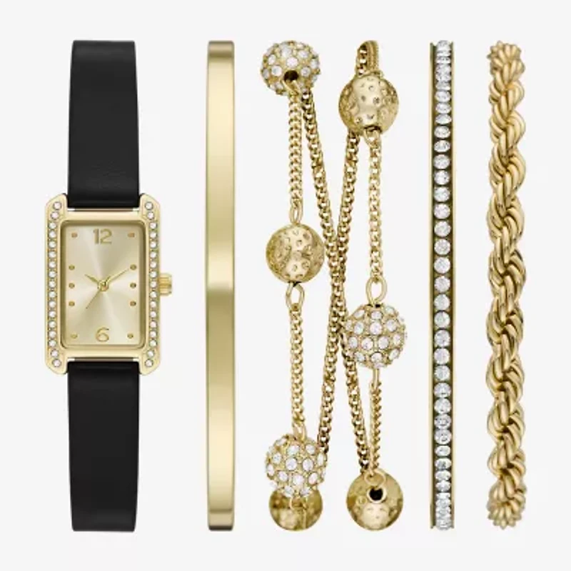Womens Crystal Accent Brown 5-pc. Watch Boxed Set Fmdjset357