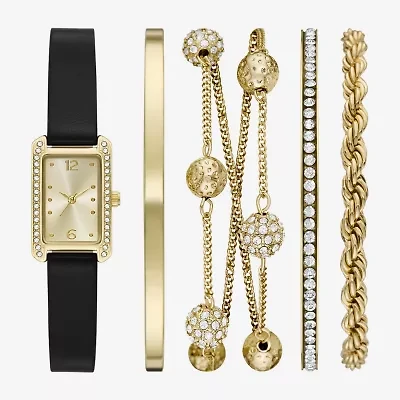 Womens Crystal Accent Brown 5-pc. Watch Boxed Set Fmdjset357