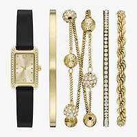 Womens Crystal Accent Brown 5-pc. Watch Boxed Set Fmdjset357