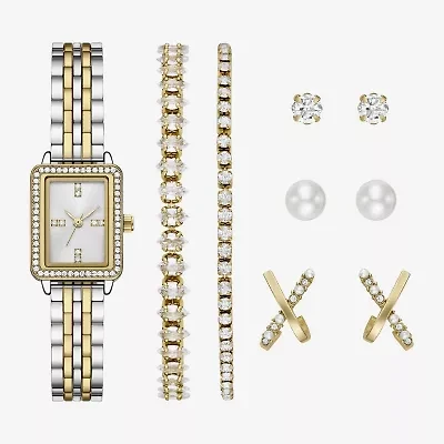 Womens Crystal Accent Two Tone 9-pc. Watch Boxed Set Fmdjset358