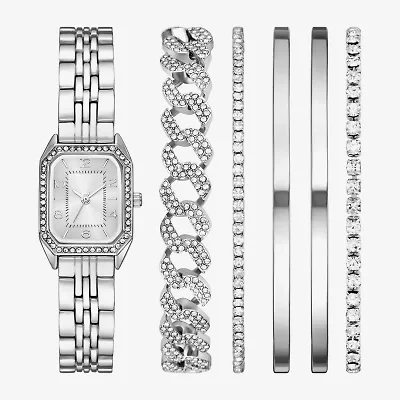 Womens Crystal Accent Silver Tone 6-pc. Watch Boxed Set Fmdjset360