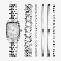 Womens Crystal Accent Silver Tone 6-pc. Watch Boxed Set Fmdjset360