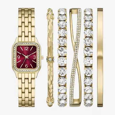 Womens Crystal Accent Gold Tone 6-pc. Watch Boxed Set Fmdjset361