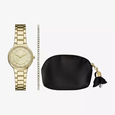 Womens Crystal Accent Gold Tone 3-pc. Watch Boxed Set Fmdjset363