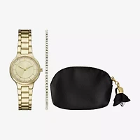 Womens Crystal Accent Gold Tone 3-pc. Watch Boxed Set Fmdjset363