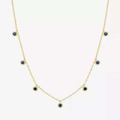Lab Created Gemstone 14K Gold Over Silver 18 Inch Station Necklace