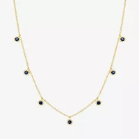 Lab Created Gemstone 14K Gold Over Silver 18 Inch Station Necklace
