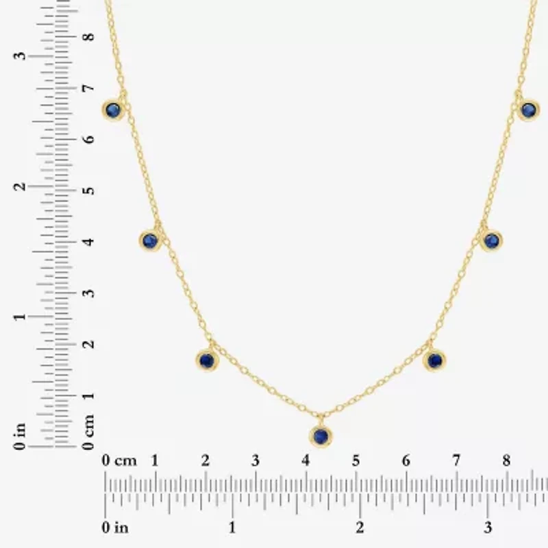 Lab Created Gemstone 14K Gold Over Silver 18 Inch Station Necklace