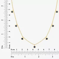 Lab Created Gemstone 14K Gold Over Silver 18 Inch Station Necklace