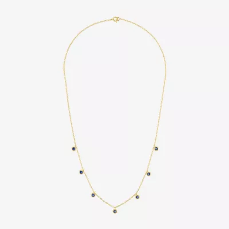 Lab Created Gemstone 14K Gold Over Silver 18 Inch Station Necklace
