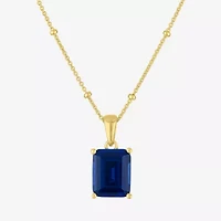 Womens Lab Created Blue Sapphire 14K Gold Over Silver 16 Inch Pendant Necklace