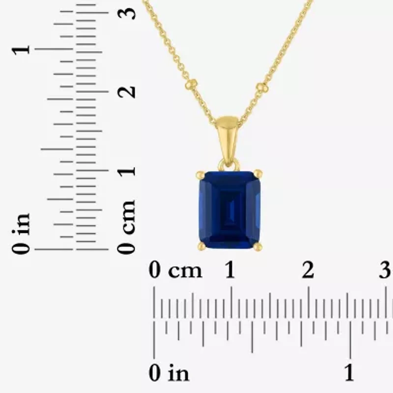 Womens Lab Created Blue Sapphire 14K Gold Over Silver 16 Inch Pendant Necklace