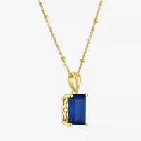 Womens Lab Created Blue Sapphire 14K Gold Over Silver 16 Inch Pendant Necklace
