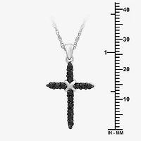 Womens 1/2 CT. T.W. Natural Black Diamond Sterling Silver Cross 18 Inch Pendant Necklace