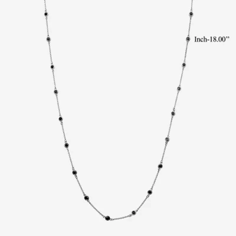 Womens 1 CT. T.W. Natural Black Diamond Sterling Silver Round 18 Inch Pendant Necklace