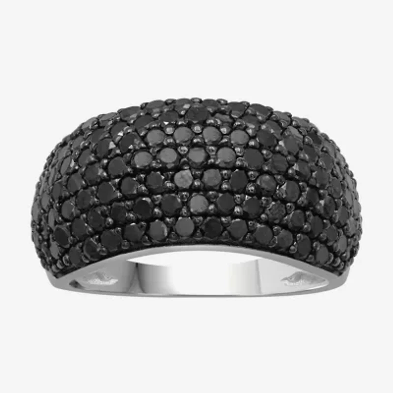 Womens 2 CT. T.W. Natural Black Diamond Sterling Silver Round Cocktail Ring