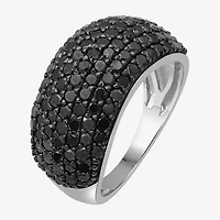 Womens 2 CT. T.W. Natural Black Diamond Sterling Silver Round Cocktail Ring