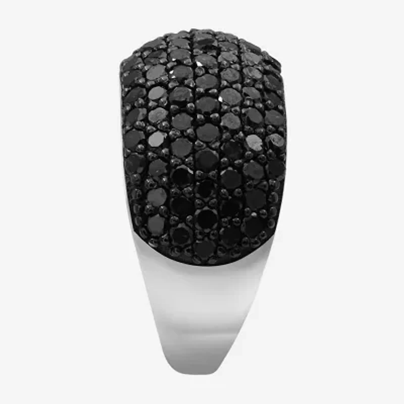 Womens 2 CT. T.W. Natural Black Diamond Sterling Silver Round Cocktail Ring