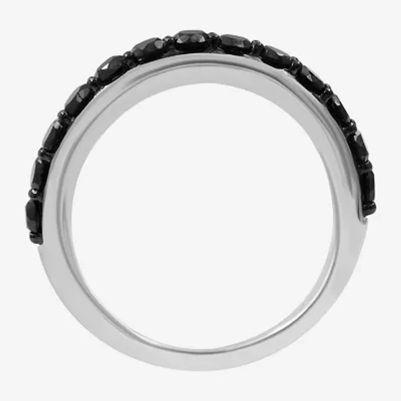 Womens CT. T.W. Natural Black Diamond Sterling Silver Round Band