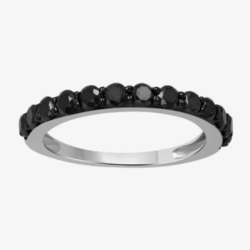 Womens CT. T.W. Natural Black Diamond Sterling Silver Round Band