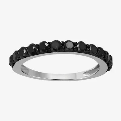 Womens CT. T.W. Natural Black Diamond Sterling Silver Round Band