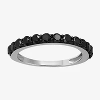 Womens CT. T.W. Natural Black Diamond Sterling Silver Round Band
