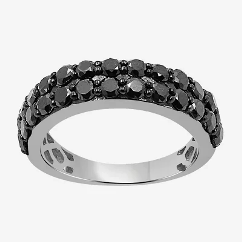 Womens CT. T.W. Natural Black Diamond Sterling Silver Round Band
