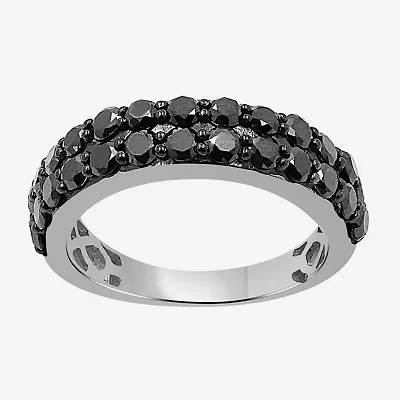 Womens CT. T.W. Natural Black Diamond Sterling Silver Round Band