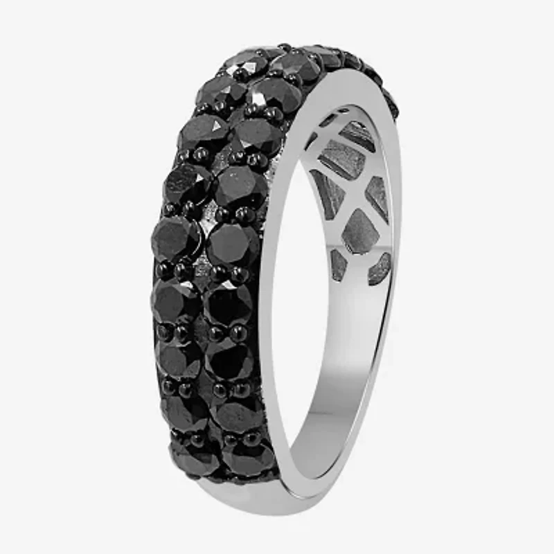 Womens CT. T.W. Natural Black Diamond Sterling Silver Round Band