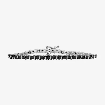 Womens 1/ CT. T.W. Natural Black Diamond Sterling Silver Round Tennis Bracelet