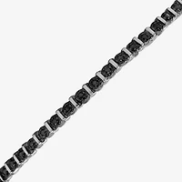 Womens 1/ CT. T.W. Natural Black Diamond Sterling Silver Round Tennis Bracelet