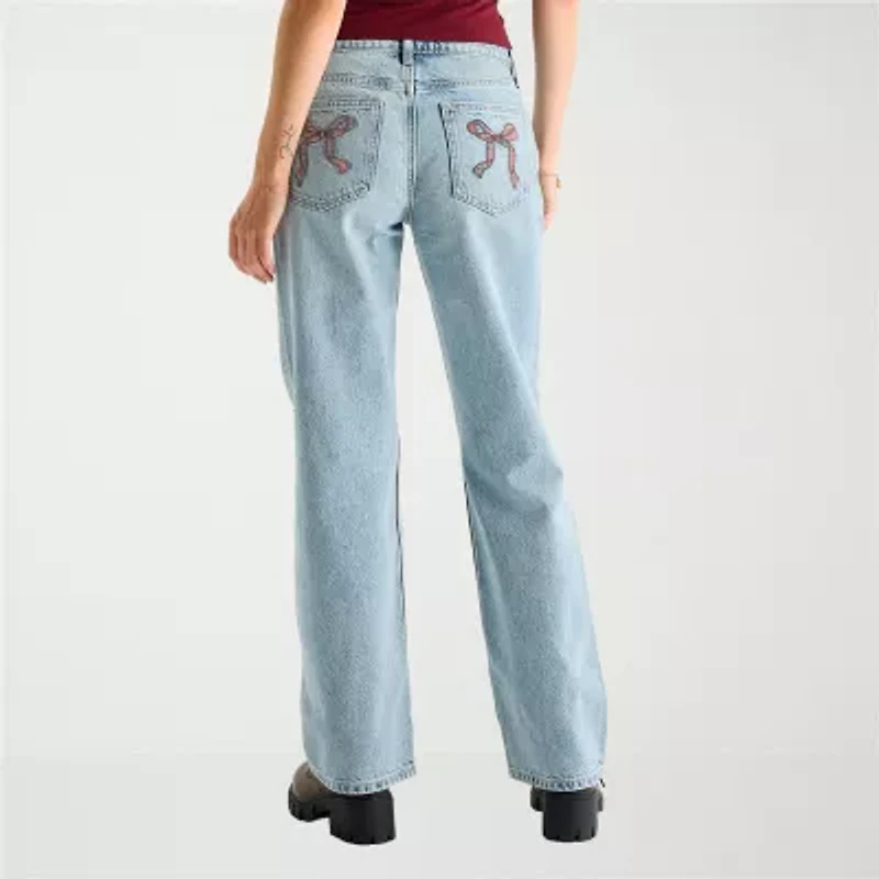 Arizona Womens Juniors Short Low Rise Straight Leg Jean