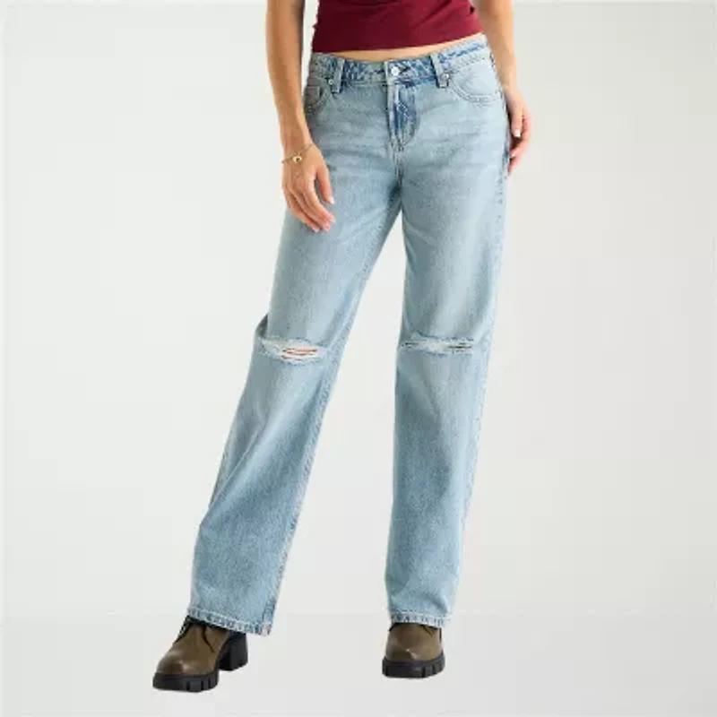 Arizona Bow Back Pocket Womens Juniors Short Low Rise Straight Leg Jean