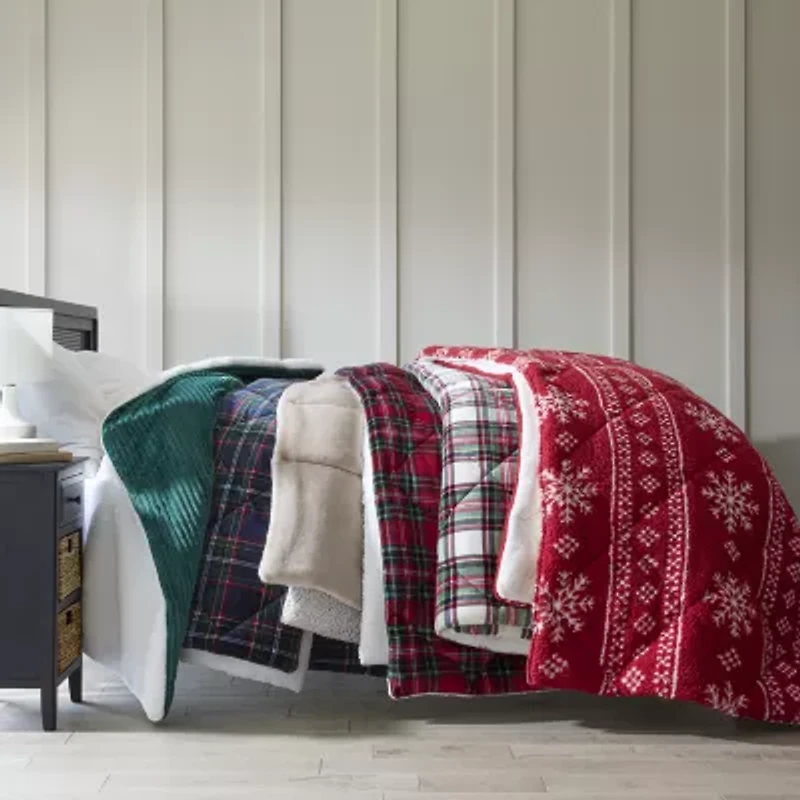 North Pole Trading Co. Ribbed Mink To Sherpa Reversible Comforter