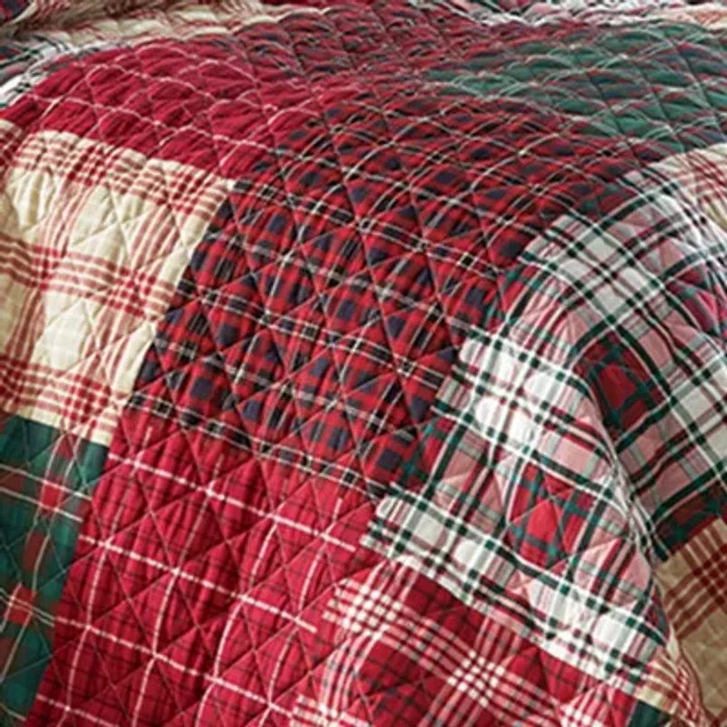 North Pole Trading Co. Holiday Plaid Patchwork Quilt Set