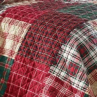 North Pole Trading Co. Holiday Plaid Patchwork Quilt Set