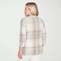 Alfred Dunner Vienna Womens Cowl Neck 3/4 Sleeve T-Shirt