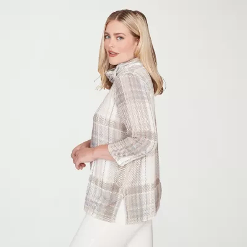 Alfred Dunner Vienna Womens Cowl Neck 3/4 Sleeve T-Shirt