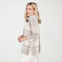 Alfred Dunner Vienna Womens Cowl Neck 3/4 Sleeve T-Shirt