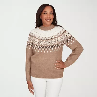 Alfred Dunner Vienna Womens Mock Neck Long Sleeve Pullover Sweater