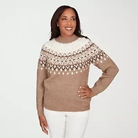 Alfred Dunner Vienna Womens Mock Neck Long Sleeve Pullover Sweater