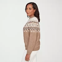 Alfred Dunner Vienna Womens Mock Neck Long Sleeve Pullover Sweater